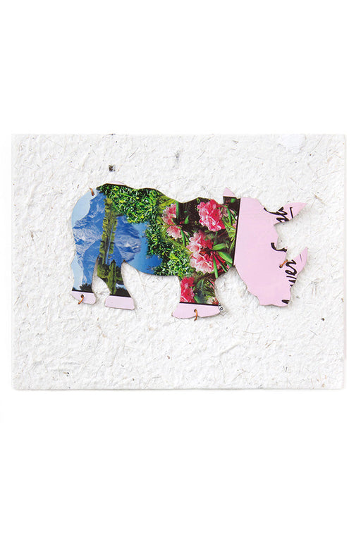 Recycled Metal Safari Rhino Note Card - Culture Kraze Marketplace.com