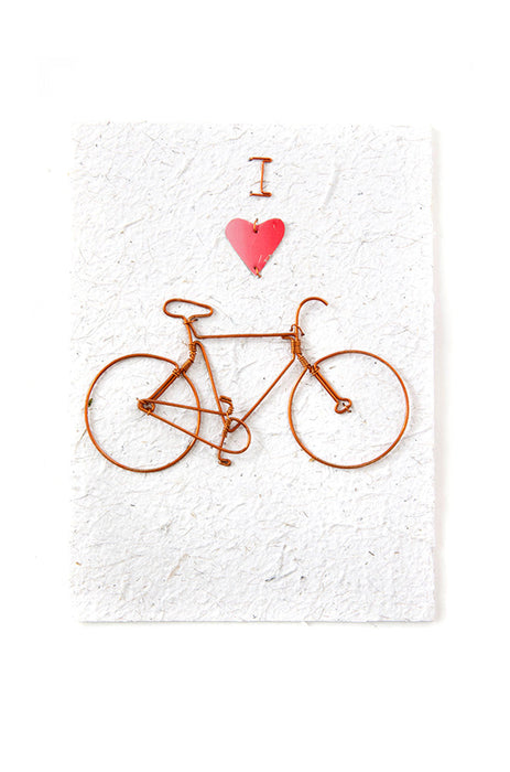 Recycled Metal "I Love Bicycles" Note Card - Culture Kraze Marketplace.com