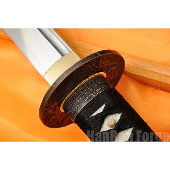 Japanese KATANA Sword Hand Forged 1060 High Carbon Steel Full Tang Blade Samurai Sword With Alloy Tsuba White Saya