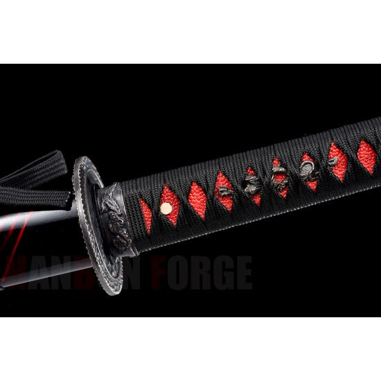 Japanese Samurai Sword T10 Steel Hand Forge Full Tang Red Blade