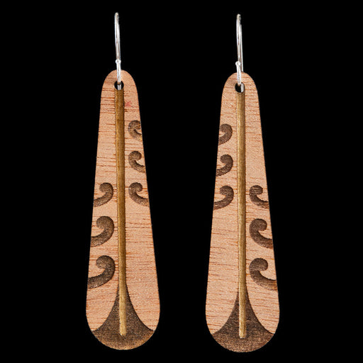 Wooden Piwakawaka Feather Earrings by Kristal Thompson (3 Sizes) - Culture Kraze Marketplace.com