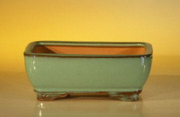 Green Ceramic Bonsai Pot - Rectangle  6.125" x 5.0" x 2.125" - Culture Kraze Marketplace.com