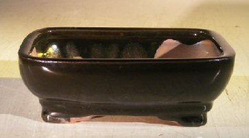 Black Ceramic Bonsai Pot - Rectangle  6.0" x 5.0" x 2.0" - Culture Kraze Marketplace.com