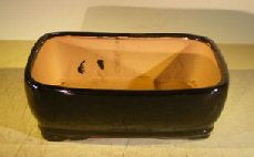 Black Ceramic Bonsai Pot - Rectangle  8.0" x 6.25" x 2.5" - Culture Kraze Marketplace.com