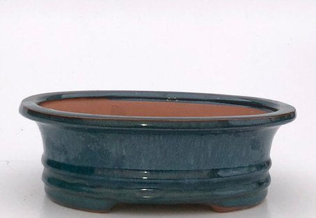 Blue / Green Ceramic Bonsai Pot - Oval 10.25" x 8.5" x 3.5" - Culture Kraze Marketplace.com