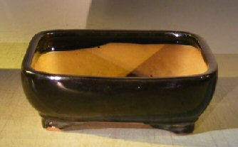 Black Ceramic Bonsai Pot - Rectangle 12.75" x 9.5" x 4.5" - Culture Kraze Marketplace.com