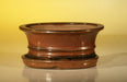 Aztec Orange Ceramic Bonsai Pot - Oval  Professional Series with Attached Humidity/Drip tray   6.37" x 4.75" x 2.625" - Culture Kraze Marketplace.com