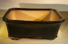Black Ceramic Bonsai Pot - Rectangle  Professional Series   12.5" x 10.5" x 4.5" - Culture Kraze Marketplace.com