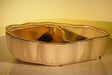 Beige Ceramic Bonsai Pot - Oval with Scalloped Edges - Land/Water Divider   9.5" x 7.5" x 2.25" - Culture Kraze Marketplace.com