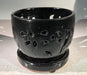 Black Ceramic Orchid Pot - Round  With Attached Humidity Drip Tray 6" x 6" x 4.5" tall - Culture Kraze Marketplace.com