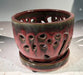 Parisian Red Ceramic Orchid Pot - Round  With Attached Humidity Drip Tray  6" x 6" x 4.5" tall - Culture Kraze Marketplace.com