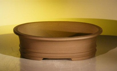 Tan Unglazed Ceramic Bonsai Pot - Oval  14.0" x 11.0" x 4.0" - Culture Kraze Marketplace.com