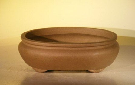 Tan Unglazed Ceramic Bonsai Pot - Oval  8" x 6.25" x 3" - Culture Kraze Marketplace.com