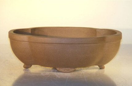 Tan Unglazed Ceramic Bonsai Pot - Lotus Shape  8" x 6.25" x 3" - Culture Kraze Marketplace.com