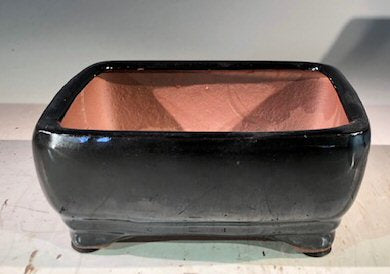 Black Ceramic Bonsai Pot - Rectangle  Professional Series   6" x 4" x 2" - Culture Kraze Marketplace.com