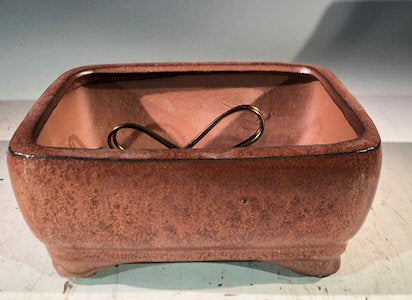Aztec Orange Ceramic Bonsai Pot - Rectangle  Professional Series   6" x 4" x 2" - Culture Kraze Marketplace.com