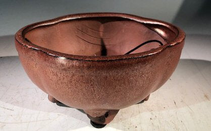 Aztec Orange Ceramic Bonsai Pot - Lotus Shaped  Professional Series   6" x 4" x 2" - Culture Kraze Marketplace.com