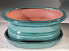 Blue / Green Ceramic Bonsai Pot -Oval With Humidity Drip Tray 7" x 5.5" x 3" - Culture Kraze Marketplace.com
