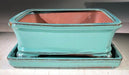 Light Blue Ceramic Bonsai Pot - Rectangle With Humidity Drip Tray 8" x 6" x 3" - Culture Kraze Marketplace.com