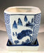 Blue on White Porcelain Bonsai Pot - Square  With Attached Humidity Drip Tray  4" x 4" x 4"" - Culture Kraze Marketplace.com