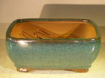 Blue / Green Ceramic Bonsai Pot - Rectangle  Professional Series  8.25" x 6.25" x 3.25"" - Culture Kraze Marketplace.com