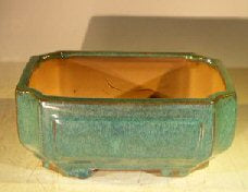 Blue / Green Ceramic Bonsai Pot - Rectangle  Professional Series  8.0" x 6.5" x 3.5" - Culture Kraze Marketplace.com