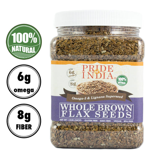Whole Brown Flax Seeds - Omega-3 & Lignan Superfood Jar-1