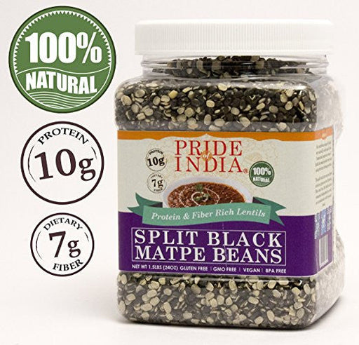Indian Split Black Gram Matpe Beans - Protein & Fiber Rich Urad Dal Jar-1