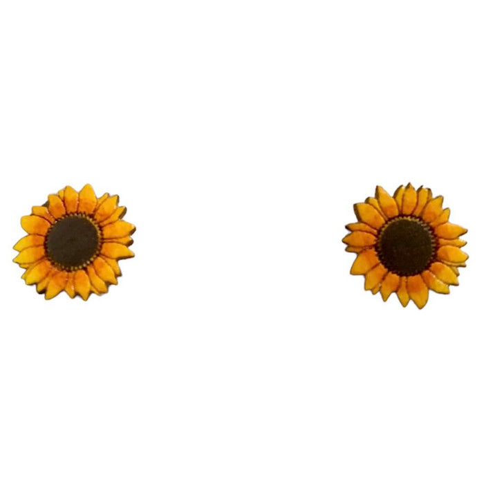 <center>Sunflower Gourd Earrings w/ Posts</br>Measures 1/2" tall x 1/2" wide</br>Handmade in Colombia</center>