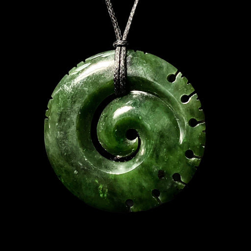 Pounamu notched Koru, handcrafted jade pendant - Culture Kraze Marketplace.com