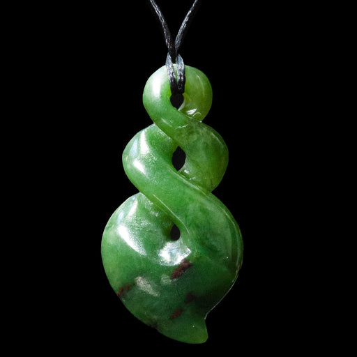 Jade pointed pikorua, double twist, handcrafted jade pendant - Culture Kraze Marketplace.com