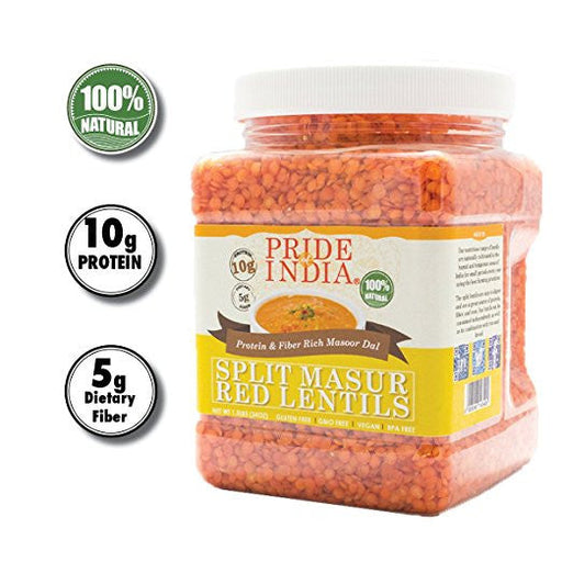 Indian Split Masur Red Lentils - Protein & Fiber Rich Masoor Dal Jar-0