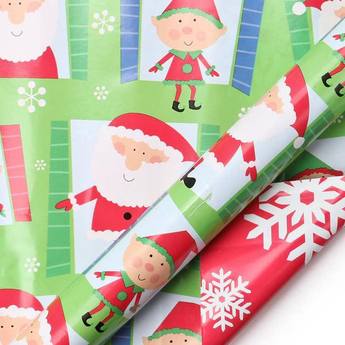 Reversible Santa With Elves Wrapping Paper Sheets - Culture Kraze Marketplace.com