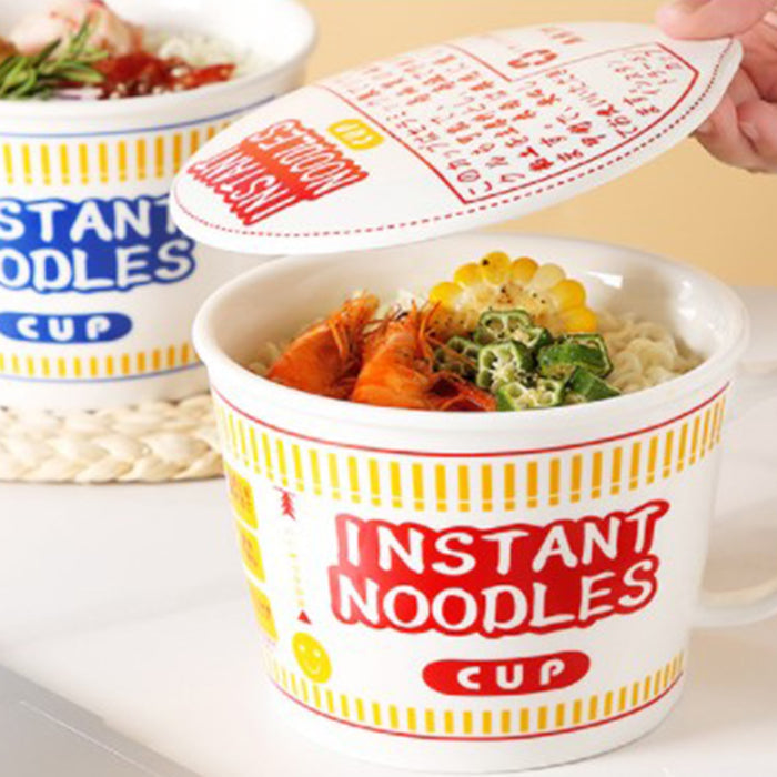Ceramic Instant Noodle Ramen Cup Bowls With Cover - Culture Kraze Marketplace.com
