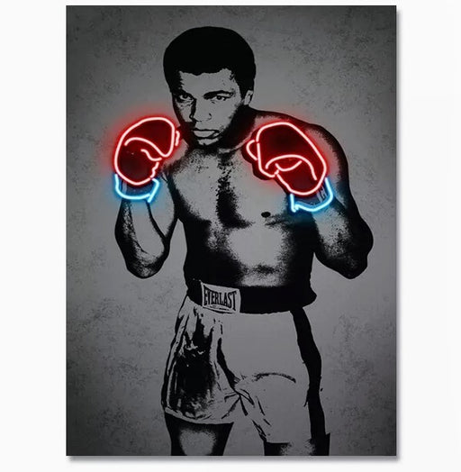 Neon Boxing Champ Framed Canvas Print 60x80 - Culture Kraze Marketplace.com