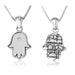 Sterling Silver Pendant Necklace, Hamsa - Jerusalem Design with Crystals - Culture Kraze Marketplace.com