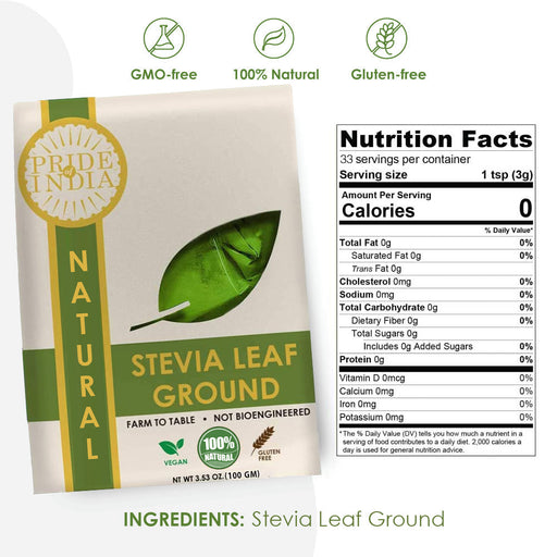 Natural Stevia Leaf Ground, 3.5oz (100gm) Pack-1