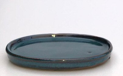 Blue Ceramic Humidity / Drip Tray - Oval 7.25" x 5.5" x .5"OD 6.75" x 5" x .25" ID - Culture Kraze Marketplace.com