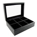 Wooden Black Matte Finish Tea Chest, 6 Chambers - Holds 90 Tea Bags-0