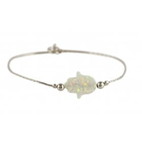 Opal Hamsa Silver Bracelet - Culture Kraze Marketplace.com