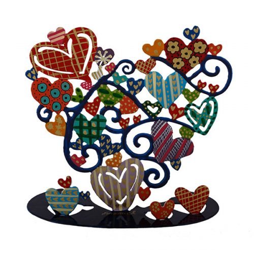 Large Hand Painted Colorful Heart Shapes on a Stand - Culture Kraze Marketplace.com