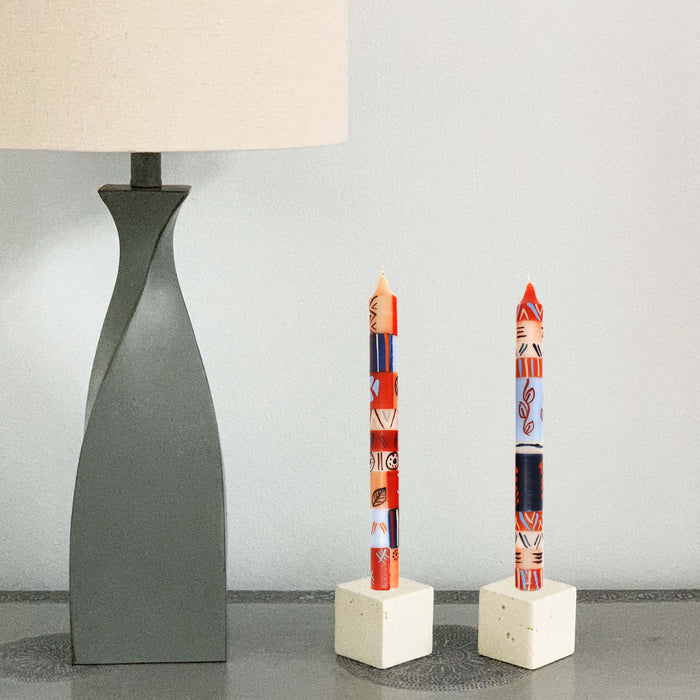 Hand Painted Candles in Uzushi Design (pair of tapers) - Nobunto - Culture Kraze Marketplace.com