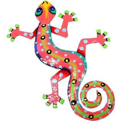 Eight Inch Pink Metal Gecko - Caribbean Craft - Culture Kraze Marketplace.com