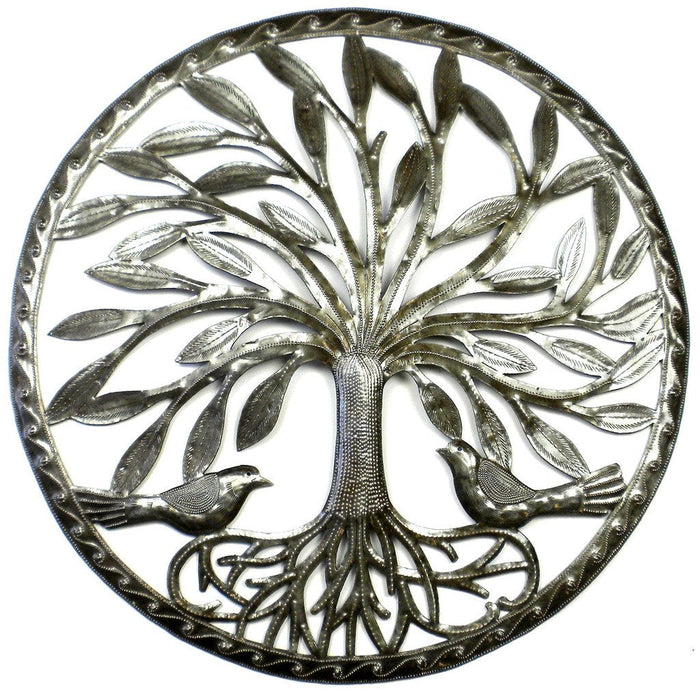 Tree of Life with Two Birds Metal Wall Art - Croix des Bouquets - Culture Kraze Marketplace.com