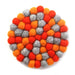 Hand Crafted Felt Ball Trivets from Nepal: Round Chakra, Oranges - Global Groove (T) - Culture Kraze Marketplace.com