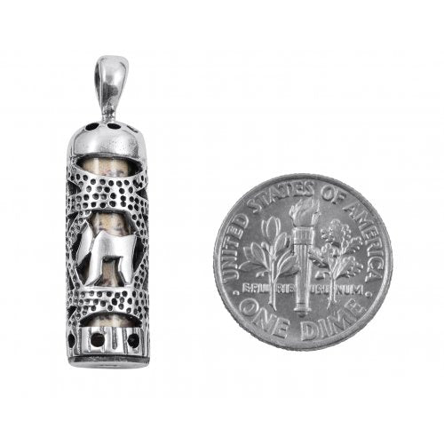 Mezuzah Necklace Pendant in Sterling Silver with Cut Out Chai - Culture Kraze Marketplace.com