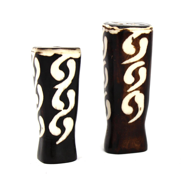 African Natural Bone Salt & Pepper Shakers, Traditional Batik Designs - Culture Kraze Marketplace.com
