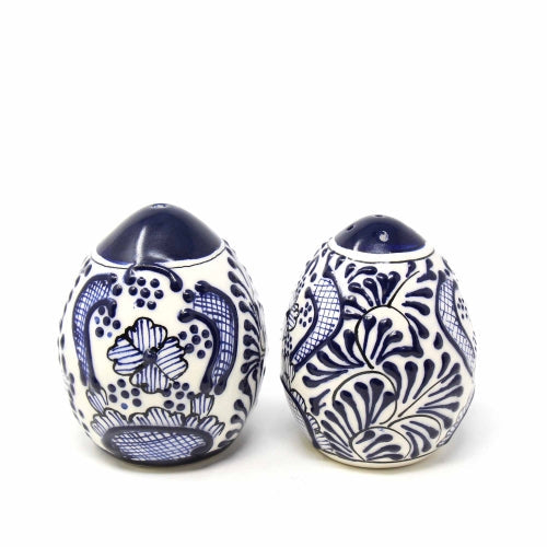 Encantada Handmade Pottery Spice Shakers, Blue Flower - Culture Kraze Marketplace.com