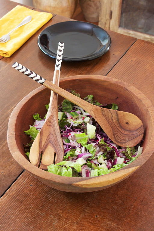 Kenyan Olive Wood Simple Salad Servers - Culture Kraze Marketplace.com
