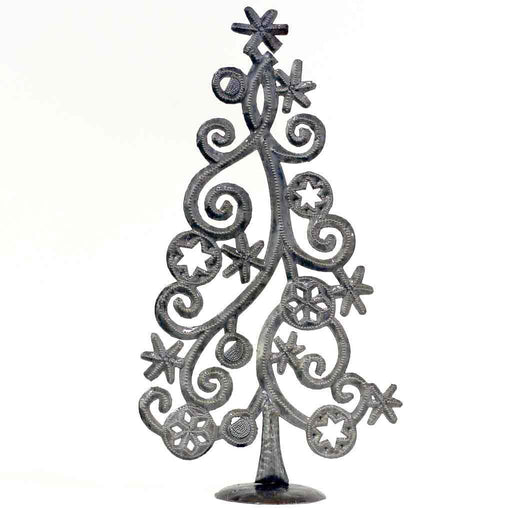 Tabletop Christmas Tree with Stars and Snowflakes, Metal Art (14" x 7.5") - Culture Kraze Marketplace.com